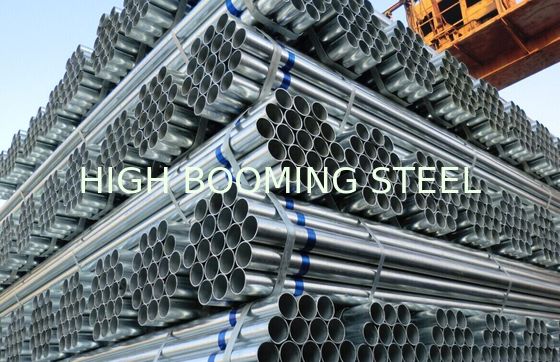 Blue-colored Band Welded Galvanized Steel Pipes With Threading and Couplings